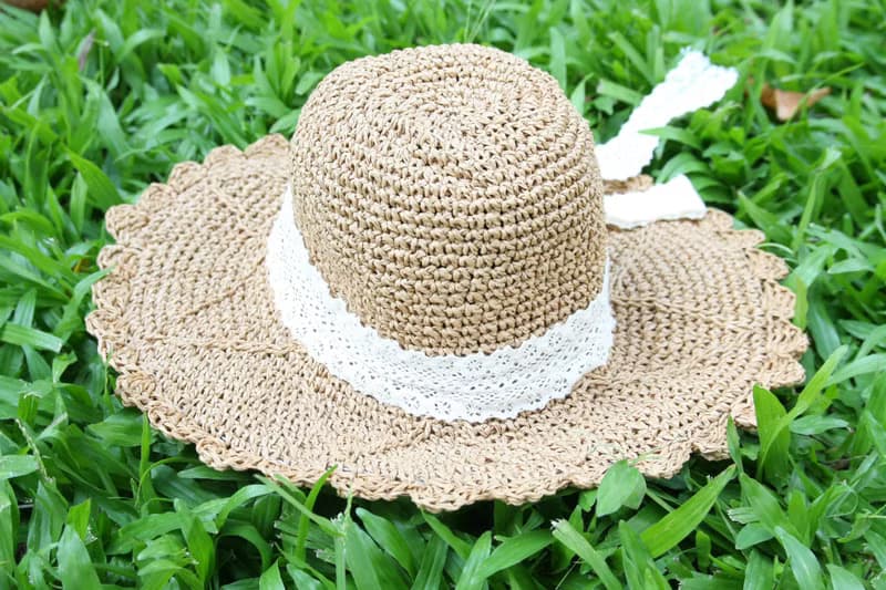 Unni蝴蝶蕾絲草帽-手工編織 帽 登山帽 防曬 草帽 遮曬 straw hat