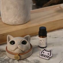 曙MUSE 貓咪頭水泥擴香石擺飾 送精油 送徽章