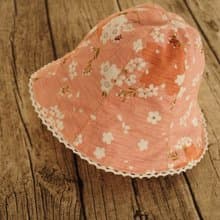 手工製作雙面粉紅櫻花帽子/ 粉紅碎花防風防曬帽子 適合小孩成人
