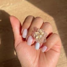 可旋轉好人緣小桃花14k注金防水戒指天然珍珠玫瑰金