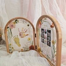 【手足押花】燙金寶寶紀念框 | 彌月禮 | 獨家櫸木框