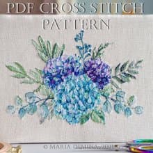 Hydrangea Bouquet - PDF cross stitch pattern
