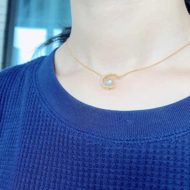 歲末驚喜 14KGF拉長石光譜石鎖骨鏈項鏈 情人節禮物