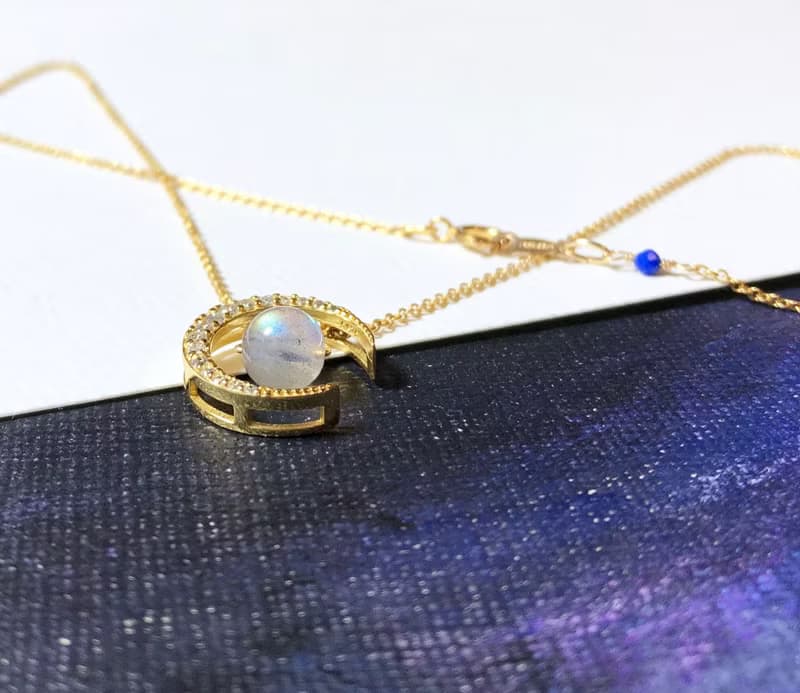 歲末驚喜 14KGF拉長石光譜石鎖骨鏈項鏈 情人節禮物