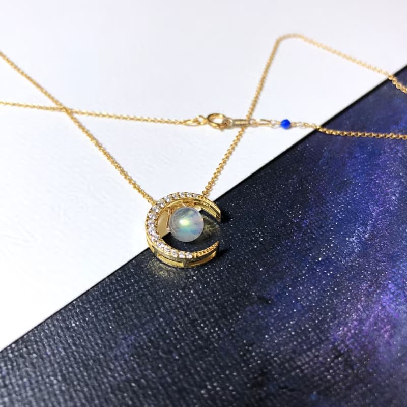 歲末驚喜 14KGF拉長石光譜石鎖骨鏈項鏈 情人節禮物