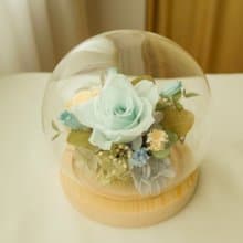 永生花玻璃盅-淺粉藍