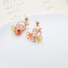 紅花-No.47 柑橘耳環