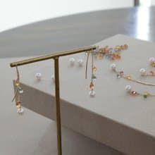 Akoya珍珠耳環 日本製造 彩色藍寶石 耳針