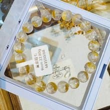 精品天然黃金超七水晶9mm22.80g錢錢金子色主招財正財招貴人緣
