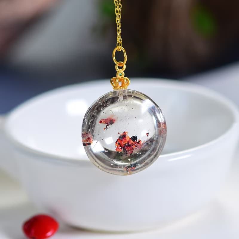 極品天然高品質金草莓晶云母片吊墜 云母片閃閃發光 顏色鮮豔漂亮