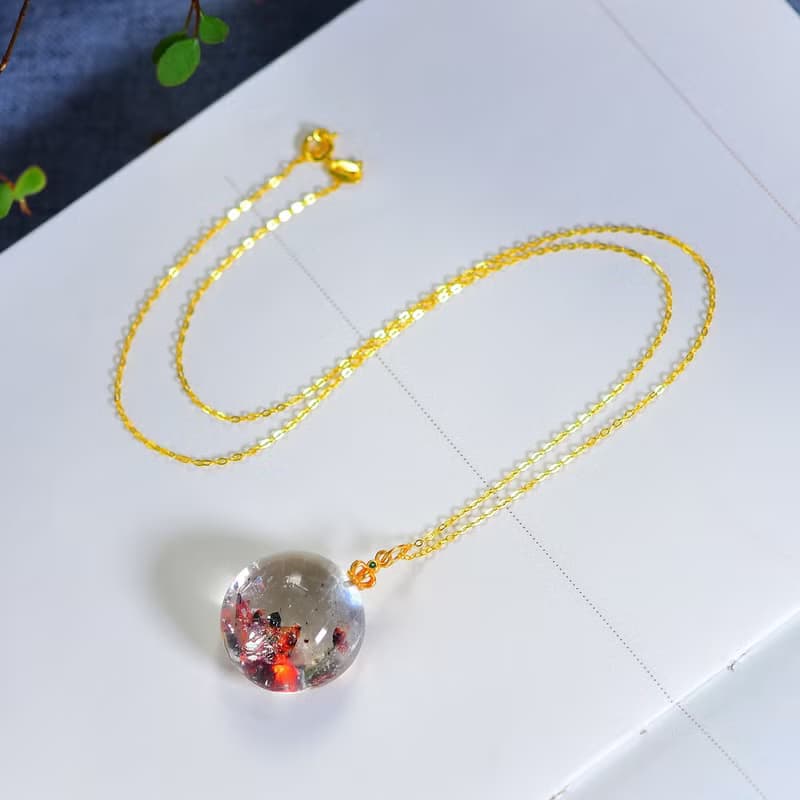 極品天然高品質金草莓晶云母片吊墜 云母片閃閃發光 顏色鮮豔漂亮