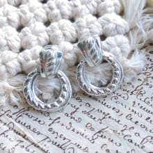 Vintage Jewelry 西洋古董飾品 銀色調 復古門環款式 針式耳環