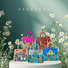 Water hyacinth bag, hand-embroidered with house pattern, new collection