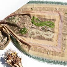 喀什米爾Cashmere/水煮羊毛披肩/針織圍巾/刺繡圍巾/羊絨披巾-花