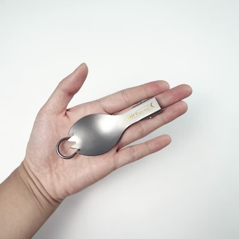 純鈦摺疊叉匙 鈦叉勺 鈦餐具 登山露營 贈餐具袋