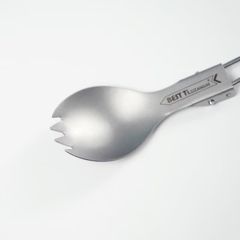 純鈦摺疊叉匙 鈦叉勺 鈦餐具 登山露營 贈餐具袋