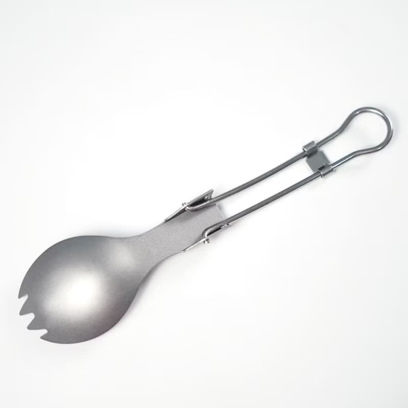 純鈦摺疊叉匙 鈦叉勺 鈦餐具 登山露營 贈餐具袋