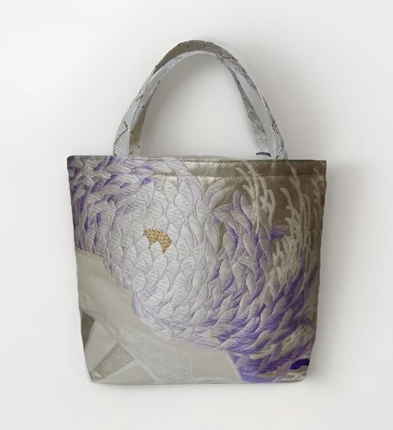 獨一無二真絲和服袋帶托特包, 日本手工刺繡升級改造包, 和風藝術