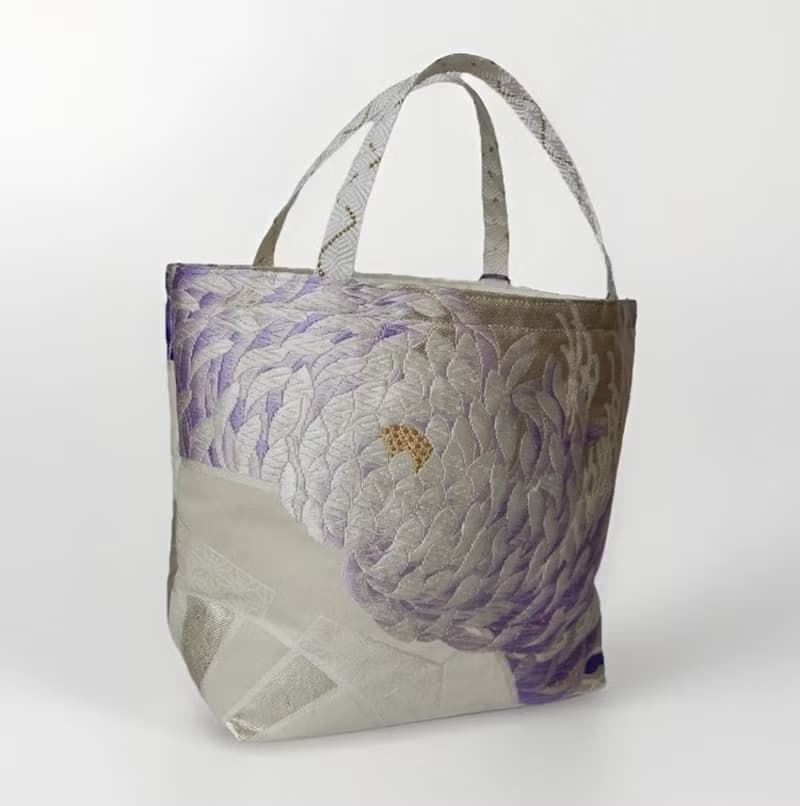 獨一無二真絲和服袋帶托特包, 日本手工刺繡升級改造包, 和風藝術
