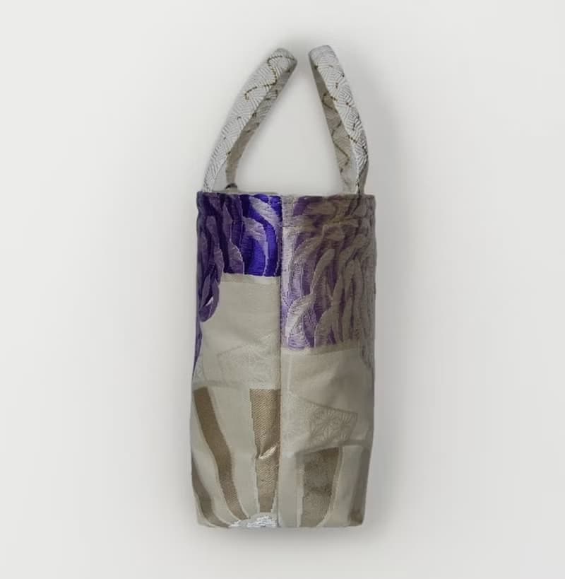 獨一無二真絲和服袋帶托特包, 日本手工刺繡升級改造包, 和風藝術