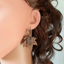耳環 bronze color leather earrings for her Leather women's jewelry