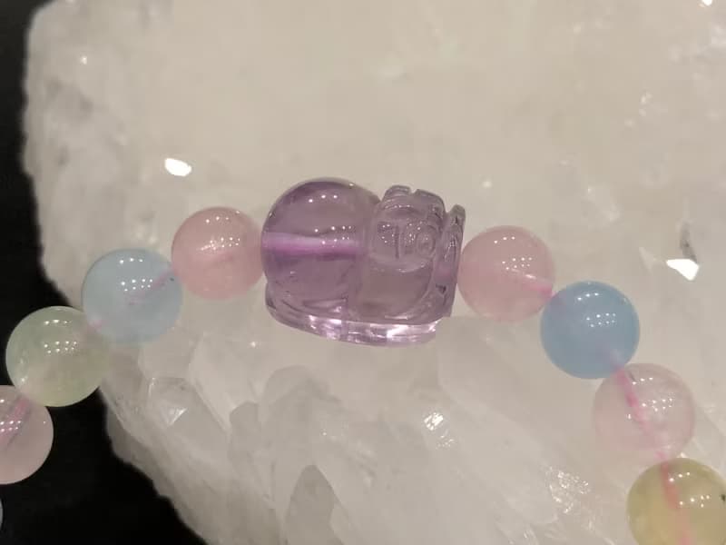 免費開光 天然摩根石招財貔貅手鍊 紫水晶貔貅 摩根石手鍊 招財