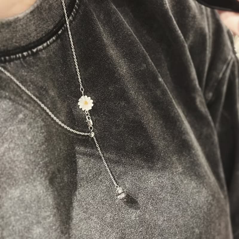 不鏽鋼材質 雛菊垂墜式胎毛項鍊