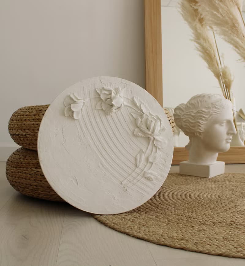 White roses 3d painting, textured wall art, minimalist floral painting