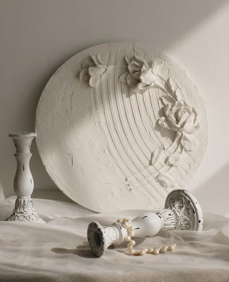 White roses 3d painting, textured wall art, minimalist floral painting