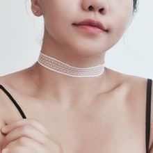 黑/白 裸肌感 復古小點點透膚蕾絲choker