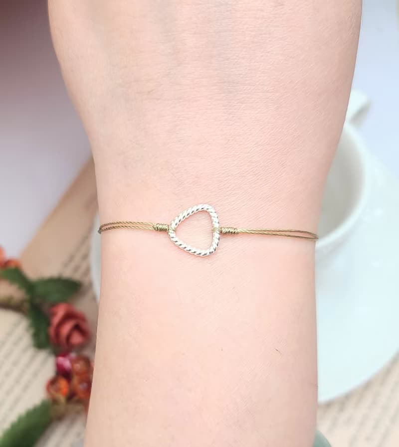 幸福線 純銀 麻花 幾何 三角 紅線 紅繩 手鍊 深卡其