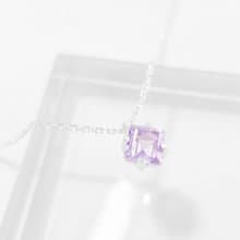 / 晨曦 / 方形紫水晶925純銀項鍊 頸鏈 (銀/金/玫瑰金)