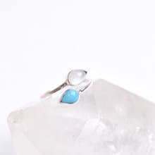 Turquoise and rainbow moonstone double stone ring