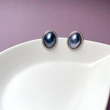 星空藍 馬貝珍珠  古典風格 純銀 耳飾