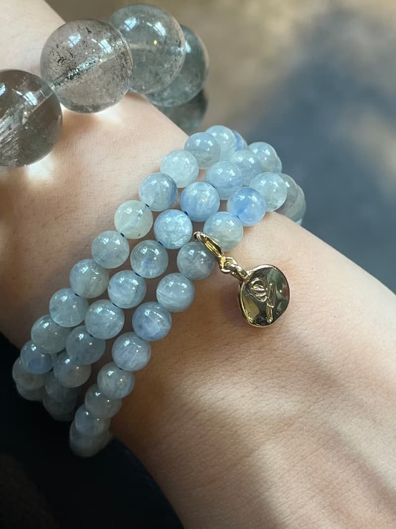 那個溫柔的你 .  藍晶 手鍊 老礦 藍晶 貓眼藍晶