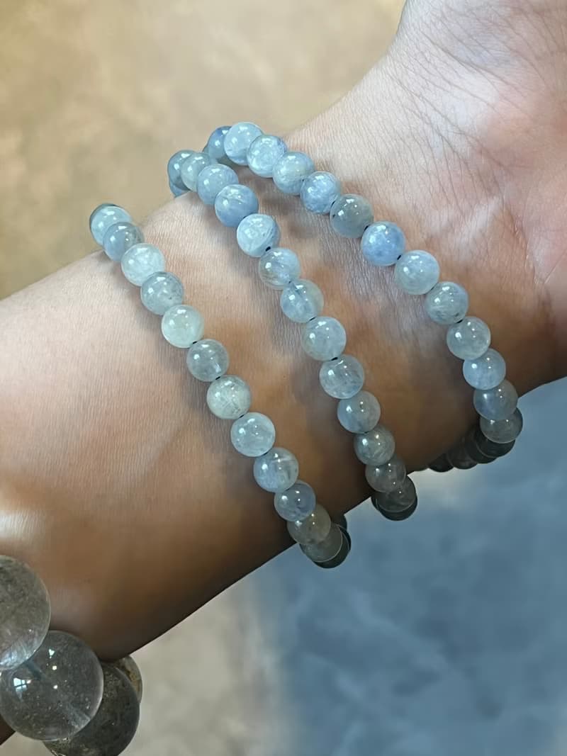 那個溫柔的你 .  藍晶 手鍊 老礦 藍晶 貓眼藍晶