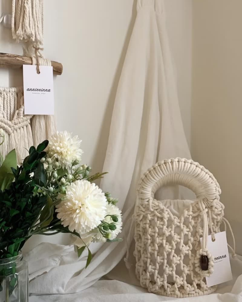 Macrame 手工 法式 優雅 編織 手提包 l 附內裡袋