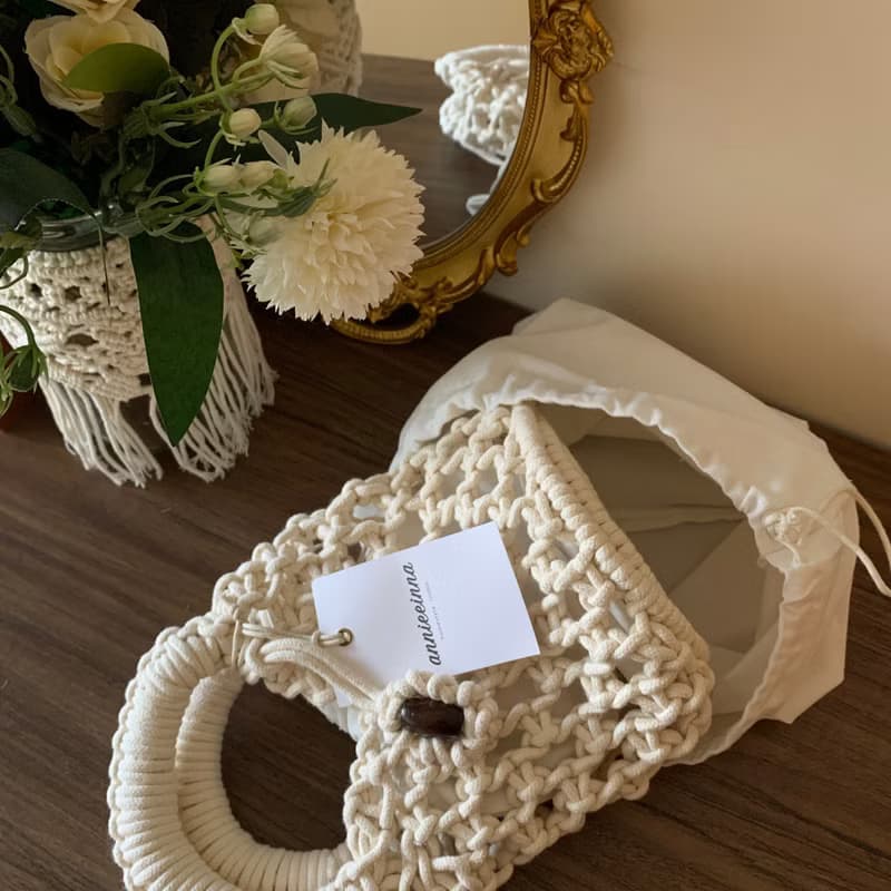 Macrame 手工 法式 優雅 編織 手提包 l 附內裡袋