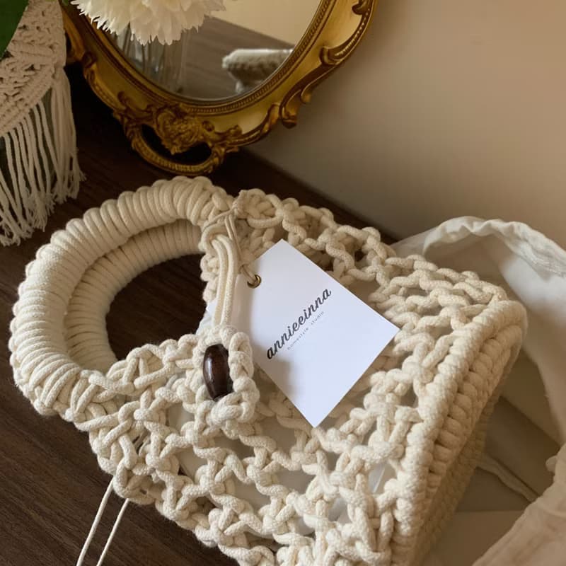 Macrame 手工 法式 優雅 編織 手提包 l 附內裡袋