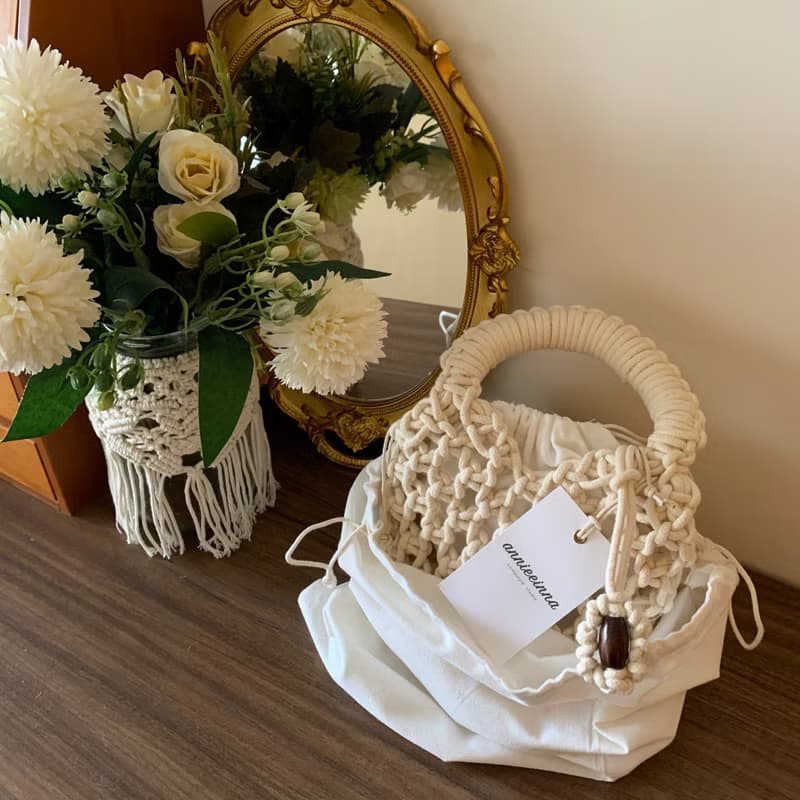 Macrame 手工 法式 優雅 編織 手提包 l 附內裡袋