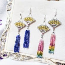 金髮晶 扇 善 碧璽 流蘇 智慧 事業 富貴 招財 耳環 單品 禮物