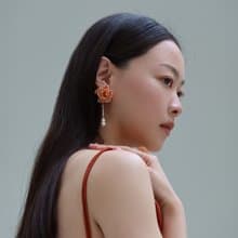 Vingtsix 維羅納粉耳環/耳夾可 樹脂 婚禮耳環 愛心飾品