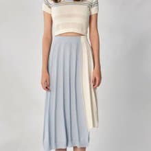 拼色棋盤格紋傘裙 (21S2SK01)