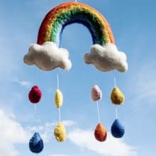 羊毛氈掛飾/羊毛氈吊飾/羊毛氈裝飾/嬰兒床吊飾/童房掛飾-彩虹雲