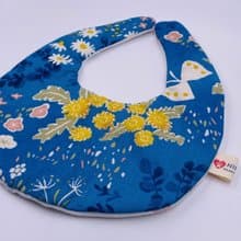藍底和風花卉 二重紗 口水巾 設計款 彌月禮