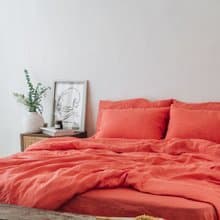 Coral linen duvet cover / Softened linen / Comforter cover / Quilt cover