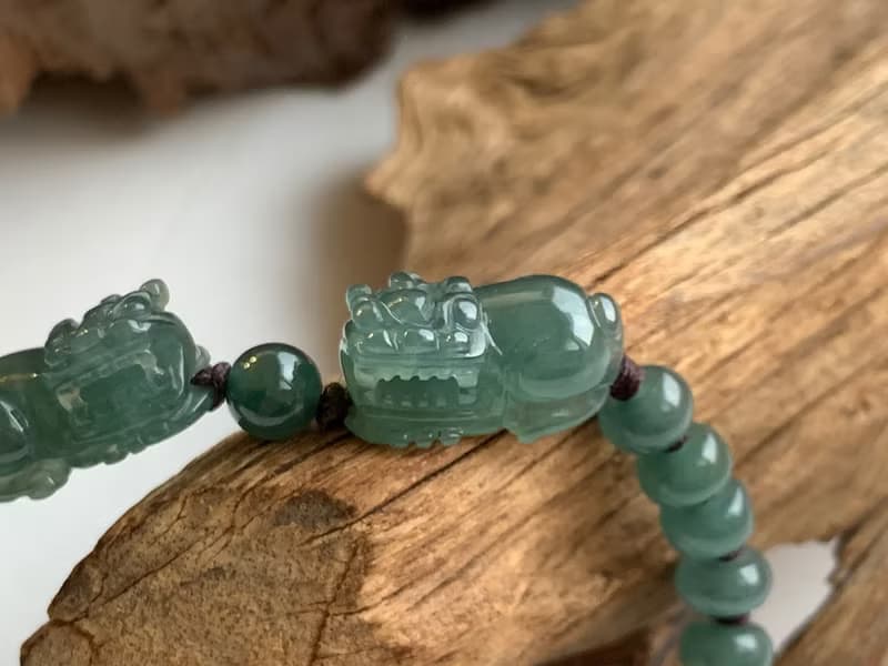 快速出貨 天然藍水翡翠手鍊  招財 貔貅手鍊 迷你款 免費開光