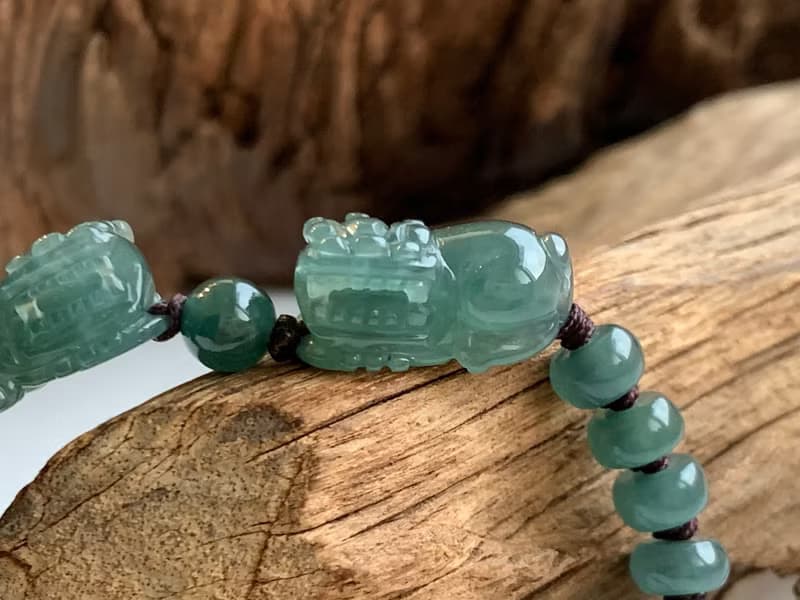 快速出貨 天然藍水翡翠手鍊  招財 貔貅手鍊 迷你款 免費開光