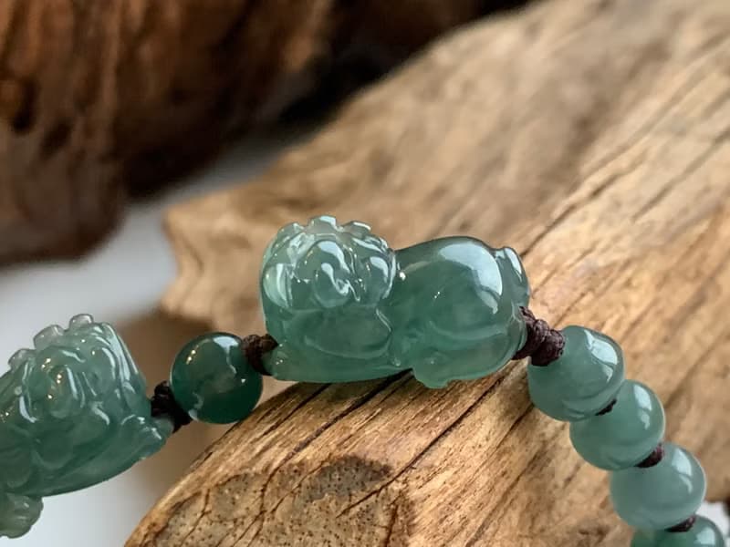 快速出貨 天然藍水翡翠手鍊  招財 貔貅手鍊 迷你款 免費開光