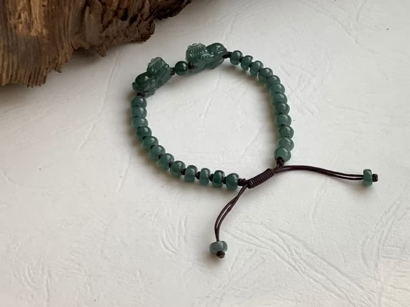 快速出貨 天然藍水翡翠手鍊  招財 貔貅手鍊 迷你款 免費開光